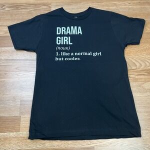 Drama Girl T-Shirt Youth‎ Size Large Black Short Sleeve NEW